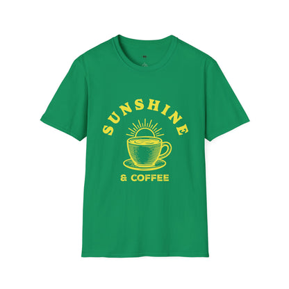 Sunshine and coffee, Coffee Lover Unisex T-Shirt, Funny Coffee Tee, Cute Gift for Baristas, Coffee Obsessed Apparel, Casual Everyday Wear