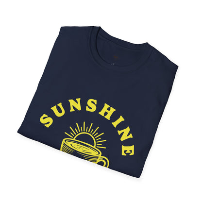 Sunshine and coffee, Coffee Lover Unisex T-Shirt, Funny Coffee Tee, Cute Gift for Baristas, Coffee Obsessed Apparel, Casual Everyday Wear