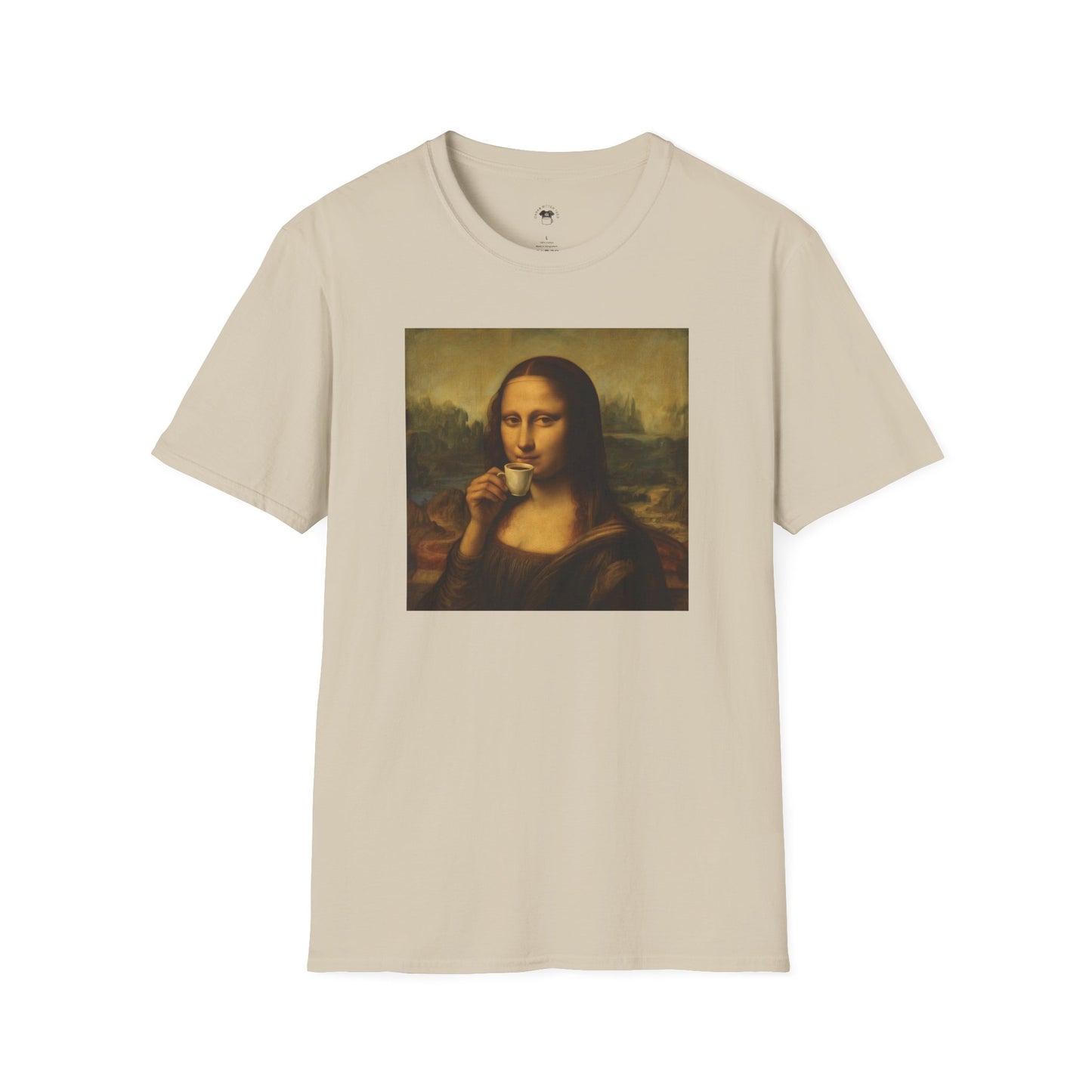 Mona Lisa, Coffee Lover Unisex T-Shirt, Funny Coffee Tee, Cute Gift for Baristas, Coffee Obsessed Apparel, Casual Everyday Wear