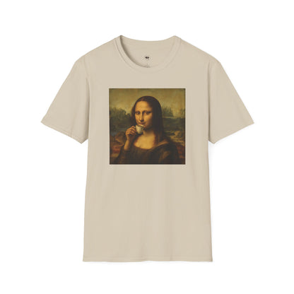 Mona Lisa, Coffee Lover Unisex T-Shirt, Funny Coffee Tee, Cute Gift for Baristas, Coffee Obsessed Apparel, Casual Everyday Wear