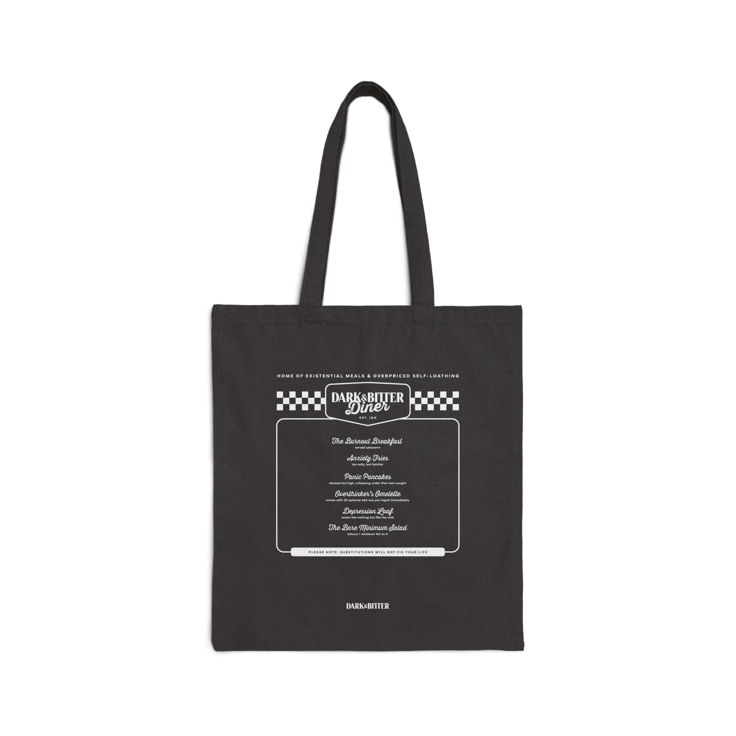 Dark & Bitter Diner Menu Tote bag