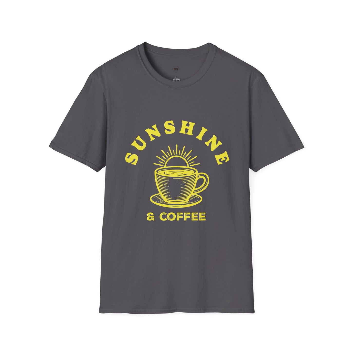 Sunshine and coffee, Coffee Lover Unisex T-Shirt, Funny Coffee Tee, Cute Gift for Baristas, Coffee Obsessed Apparel, Casual Everyday Wear