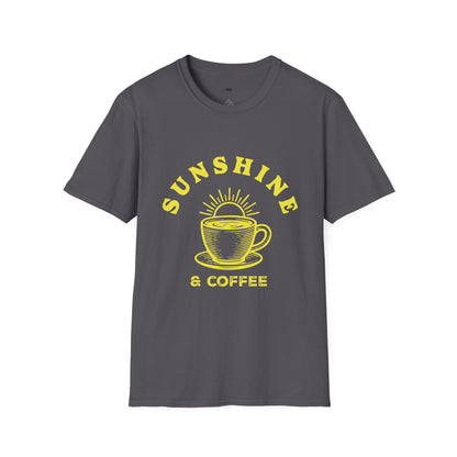 Sunshine and coffee, Coffee Lover Unisex T-Shirt, Funny Coffee Tee, Cute Gift for Baristas, Coffee Obsessed Apparel, Casual Everyday Wear