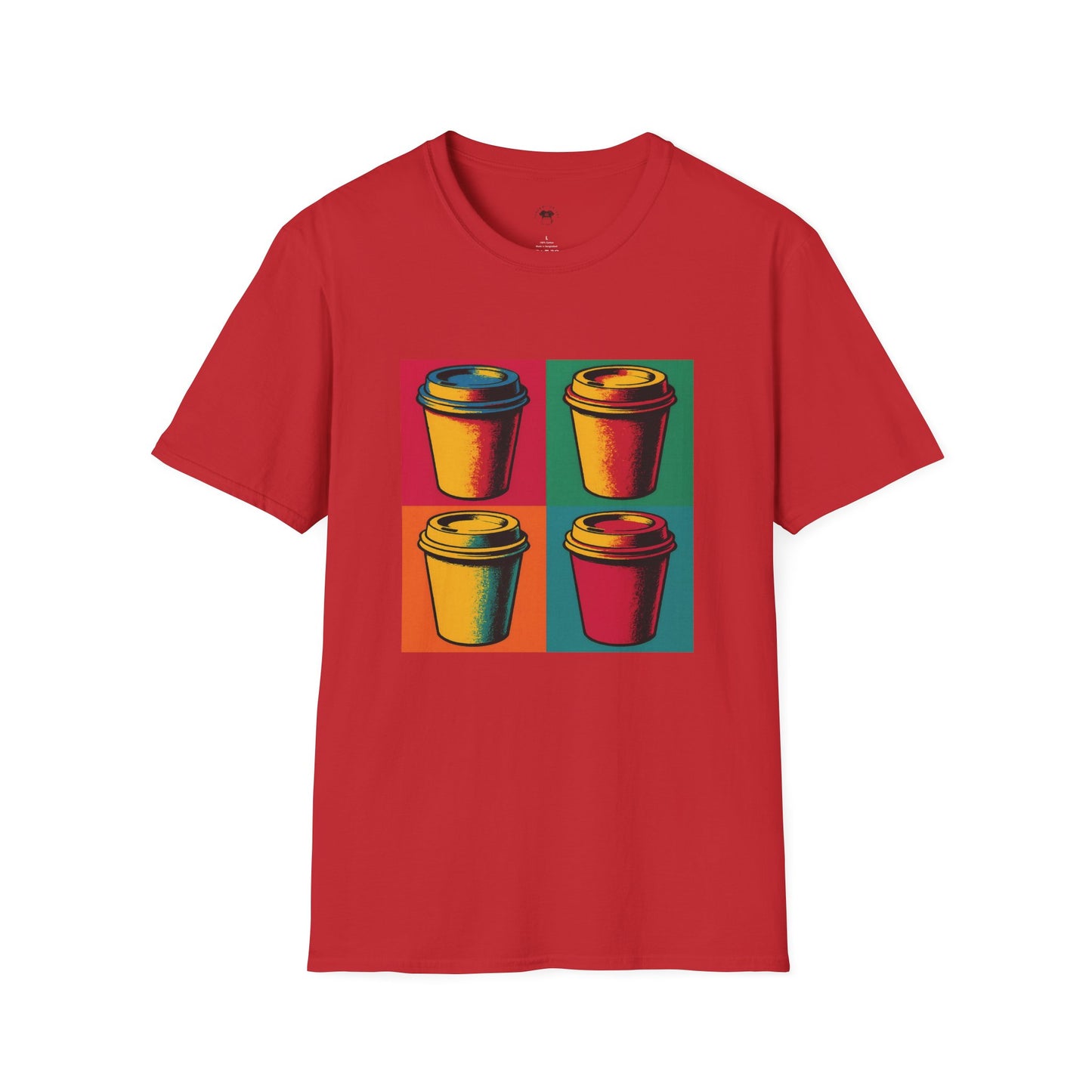 Warhol pop art to go coffee cup, Coffee Lover Unisex T-Shirt, Funny Coffee Tee, Cute Gift for Baristas, Coffee Obsessed Apparel, Casual Everyday Wear