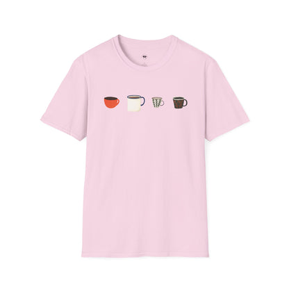 Coffee mugs and cups 1, Coffee Lover Unisex T-Shirt, Funny Coffee Tee, Cute Gift for Baristas, Coffee Obsessed Apparel, Casual Everyday Wear