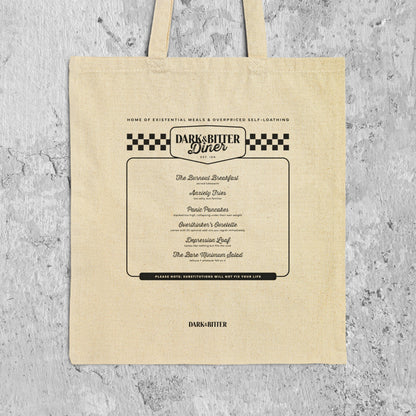 Dark & Bitter Diner Menu Tote bag